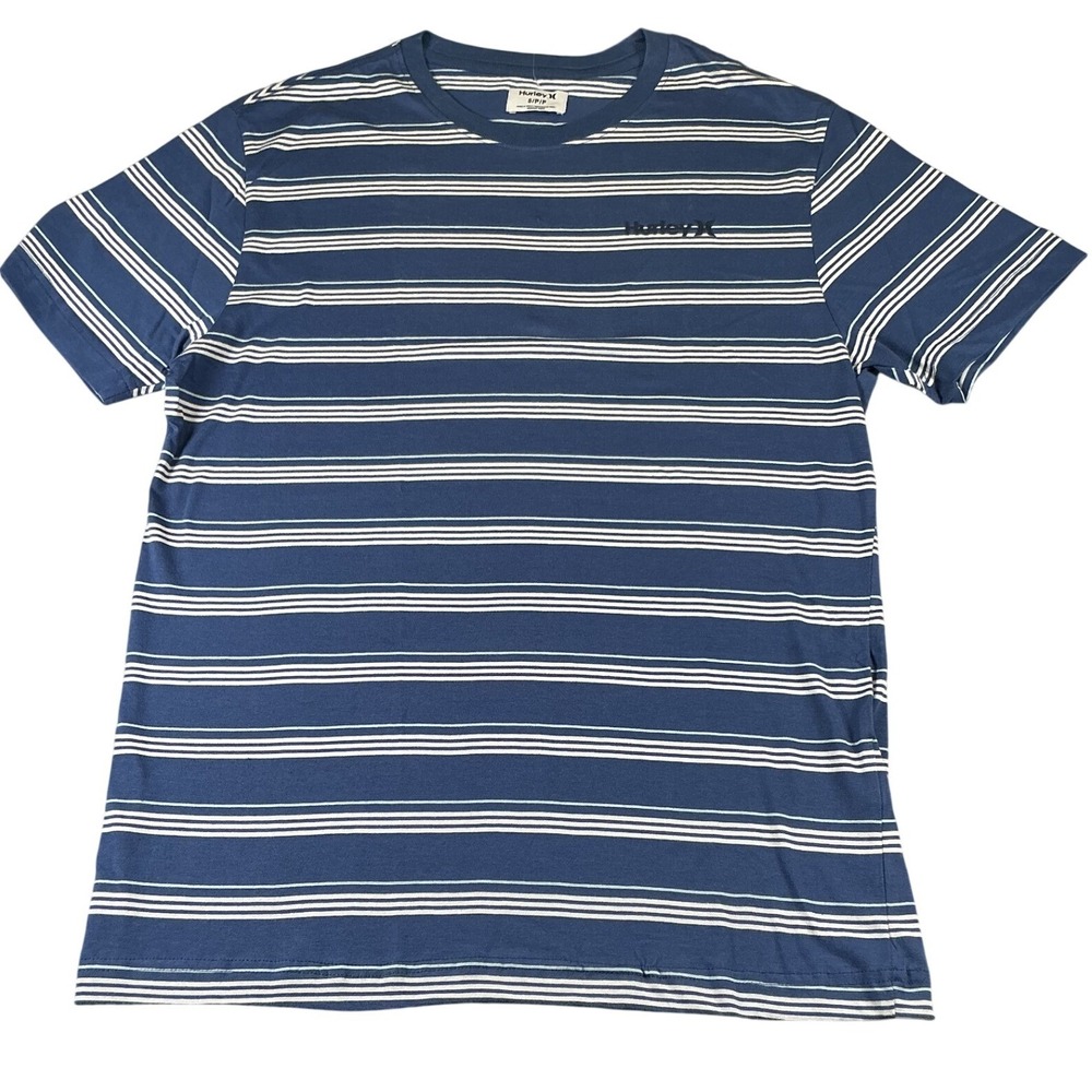 Hurley Striped T Shirt‎ Men S Blue White Yarn Dye Logo Tee NWT